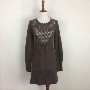 Tracy Reese Plenty Crew Neck Long Sleeve Mohair Blend Sweater Mini Tunic Dress